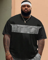 Big Build Guys Casual Simple Gradient Business Short-sleeved Shorts Set